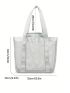 Solid Color Tote Bag Mesh Design Double Handle