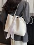 Fashion Tote Bag Solid Color Double Handle With Small Pouch