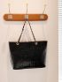 Funky Tote Bag Crocodile Embossed Chain