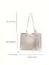 Fashion Tote Bag Solid Color Double Handle With Small Pouch