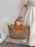 Medium Straw Bag Double Handle Two Tone