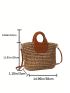 Medium Straw Bag Double Handle Two Tone