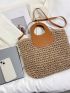 Medium Straw Bag Double Handle Two Tone