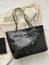 Crocodile Embossed Tote Bag Double Handle Funky