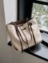 Letter Patch Decor Shoulder Bag Double Handle