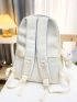 Medium Functional Backpack Letter Patch Decor With Bag Charm