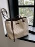 Letter Patch Decor Shoulder Bag Double Handle