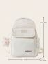 Medium Functional Backpack Letter Patch Decor With Bag Charm