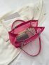 Small Square Bag Letter Print Double Handle Hot Pink, Clear Bag