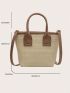 Small Straw Bag Contrast Binding Double Handle