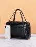 Small Square Bag Crocodile Embossed Black