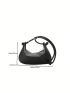 Large Hobo Bag Crocodile Embossed Knot Design Strap Black