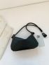 Large Hobo Bag Crocodile Embossed Knot Design Strap Black