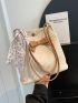 Pleated Design Bucket Bag Bow & Twilly Scarf Decor