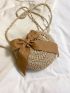 Medium Straw Bag Bow Decor