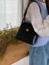 Small Flap Bucket Bag Turn Lock Minimalist