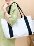 Oversized Shopper Bag Two Tone Multi-Pocket