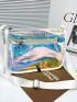 Medium Square Bag Contrast Binding Holographic Funky Style, Clear Bag