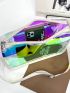 Medium Square Bag Contrast Binding Holographic Funky Style, Clear Bag