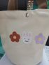 Mini Bucket Bag Cartoon & Floral Graphic
