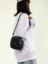 Mini Square Bag Letter Patch Black For Daily