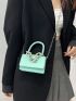 Mini Chain Decor Flap Square Bag Fashion Black
