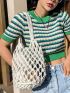 Mini Straw Bag Green Fashionable For Vacation