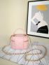 Mini Quilted Pattern Chain Bucket Bag Fashion Pink