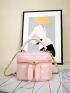 Mini Quilted Pattern Chain Bucket Bag Fashion Pink