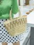 Hollow Out Design Straw Bag Double Handle Vacation