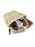 Hollow Out Design Straw Bag Double Handle Vacation