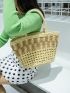 Hollow Out Design Straw Bag Double Handle Vacation