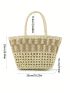 Hollow Out Design Straw Bag Double Handle Vacation