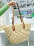 Hollow Out Design Straw Bag Vacation Double Handle