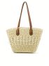 Hollow Out Design Straw Bag Vacation Double Handle