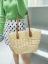 Hollow Out Design Straw Bag Vacation Double Handle