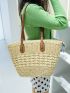 Hollow Out Design Straw Bag Vacation Double Handle