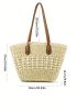 Hollow Out Design Straw Bag Vacation Double Handle