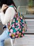 Polyamide Drawstring Backpack Floral Pattern Pocket Front