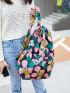 Polyamide Drawstring Backpack Floral Pattern Pocket Front