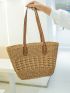 Hollow Out Design Straw Bag Vacation Double Handle