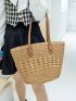 Hollow Out Design Straw Bag Vacation Double Handle