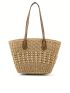 Hollow Out Design Straw Bag Vacation Double Handle