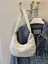 Fashion White Hobo Bag With Zipper