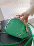 Embossed Detail Dome Bag Kiss Lock Heart Decor