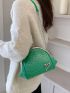 Embossed Detail Dome Bag Kiss Lock Heart Decor