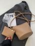 Mini Bucket Bag With Coin Purse Litchi Embossed