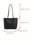 Small Shoulder Tote Bag Litchi Embossed Minimalist Black