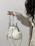 Mini Ruched Bag Kiss Lock Knot Design Handle