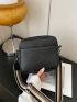 Small Square Bag Litchi Embossed Minimalist Black